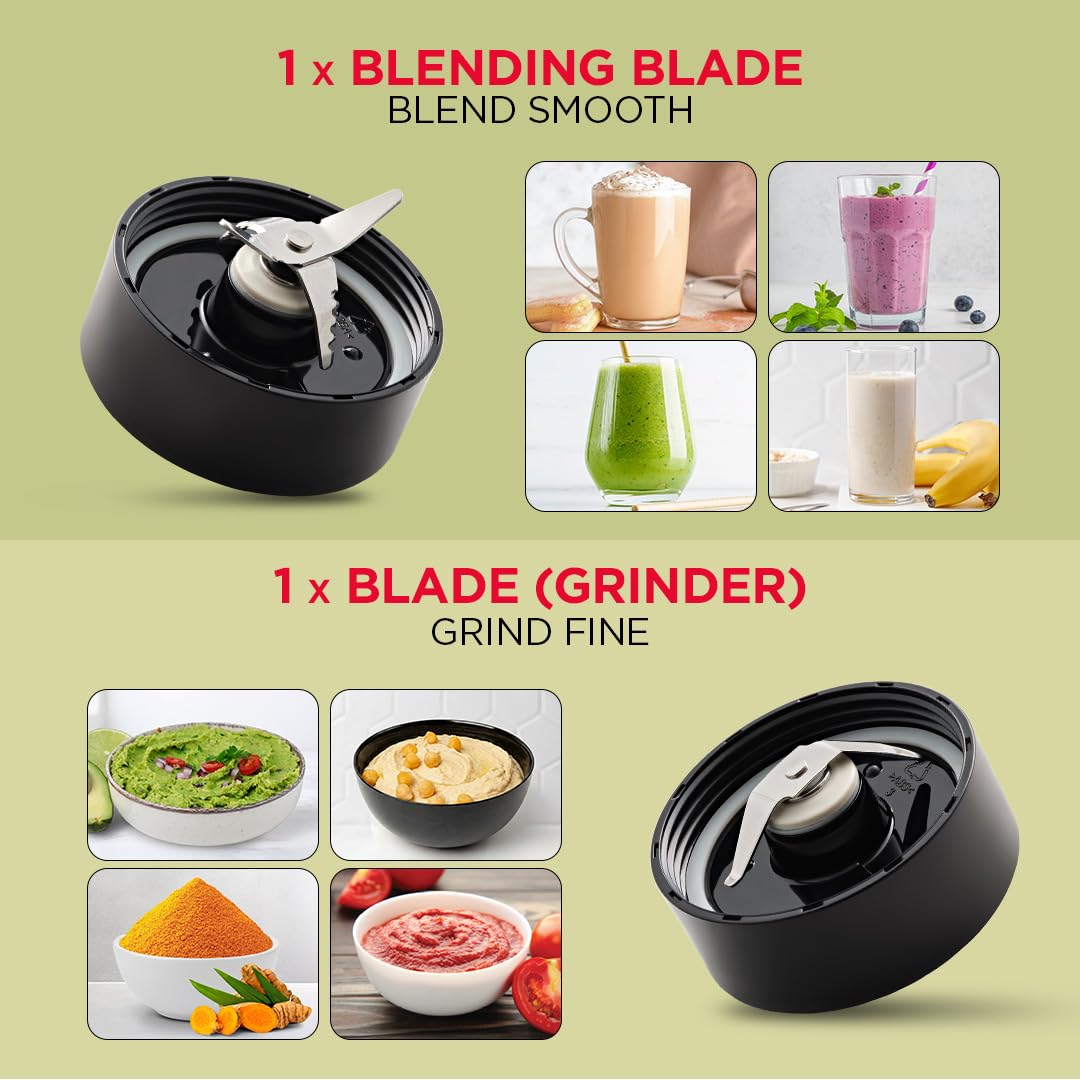 Sujata Nutromatic 600 Watt Electric Blender | Personal Blender for Smoothies, Juices & Nutritious Drinks with 3 Multipurpose Jars Including Travel Jar