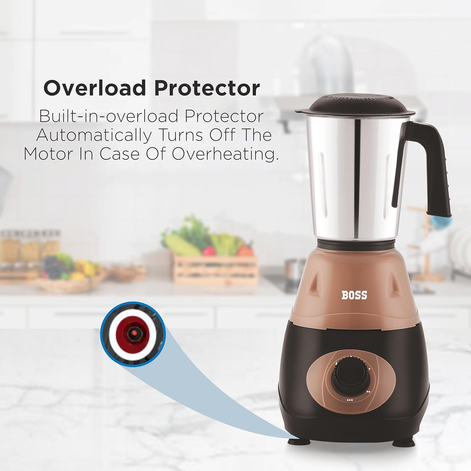 BOSS Bravo 500W Mixer Grinder with Powerful Motor, 3 SS Jars, 2 years warranty*