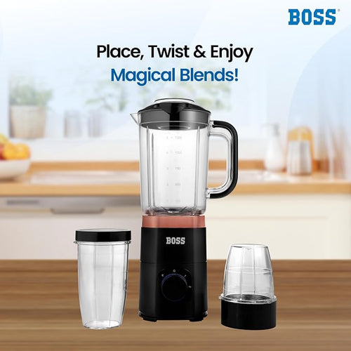 BOSS Nutri Neo 800W Juicer/Mixer/Grinder/Smoothie Maker, 3 Unbreakable Jars, 2 Blade Set - Wet & Dry, Silver, 2 Year Warranty