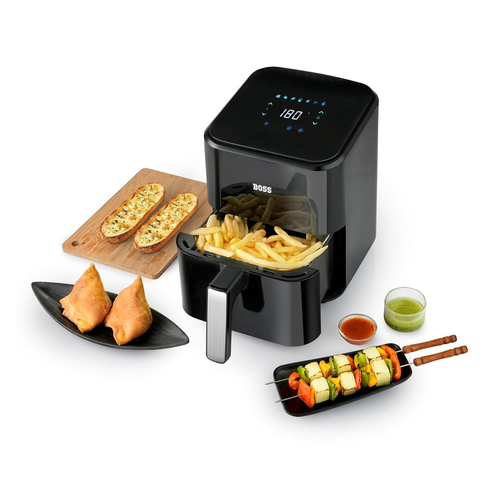 BOSS SmartFry Digital Air Fryer, 360° High Speed Air Circulation Technology 1200W with Non-Stick 4 L Basket - Black