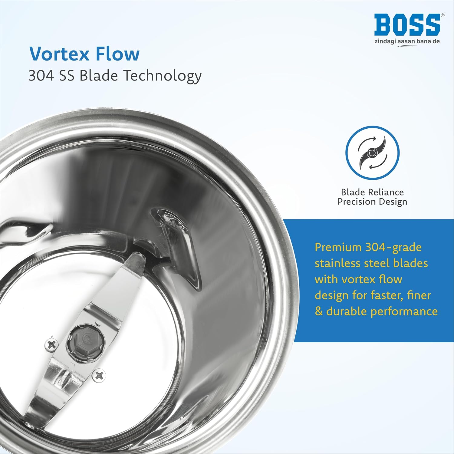 BOSS Tornado 1000-Watt Mixer Grinder, Blue,Black | 3-Jars | Wet Grinding, Dry Grinding, Chutney Grinding